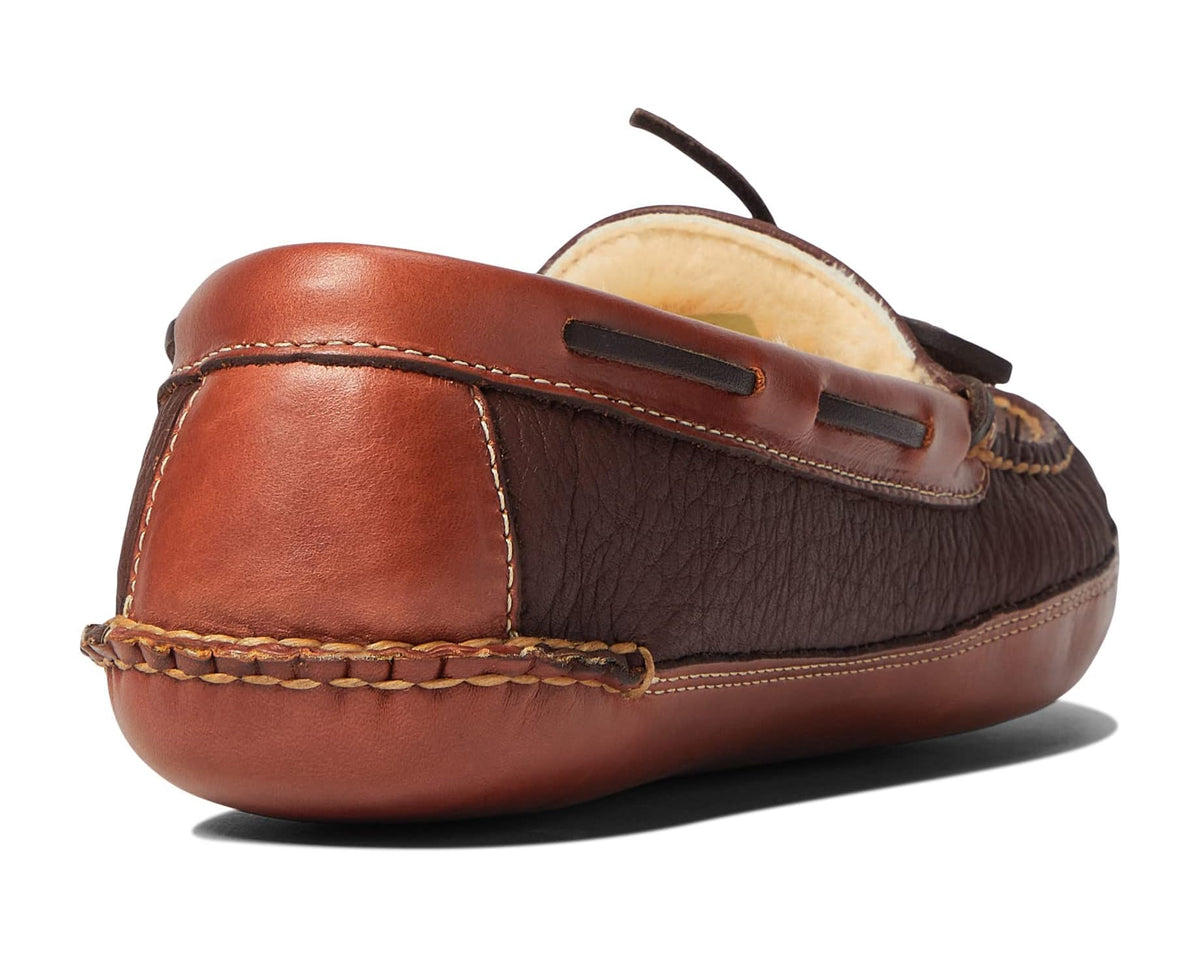 Men's L.L.Bean Bison Double Sole Slipper Shearling Lined Raisin