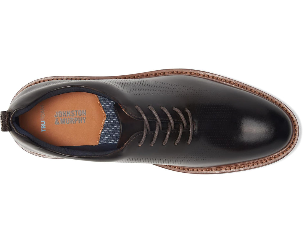 Men's Johnston & Murphy Upton One-piece Perfed Plain Toe Mahogany Full Grain