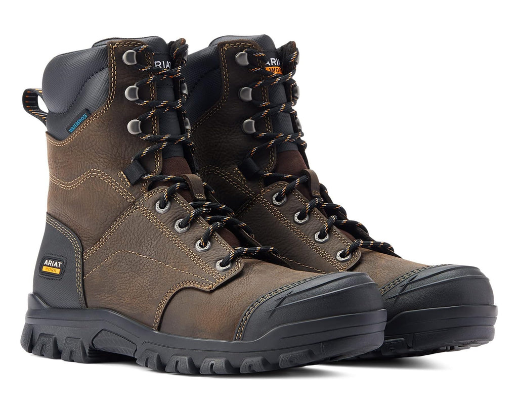 Men's Ariat Treadfast 8 Waterproof Work Boots Dark Brown