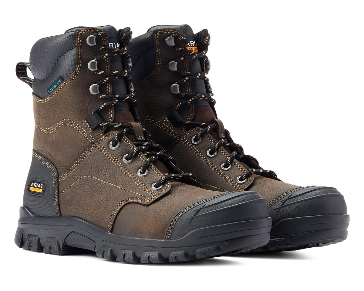 Men's Ariat Treadfast 8 Waterproof Work Boots Dark Brown