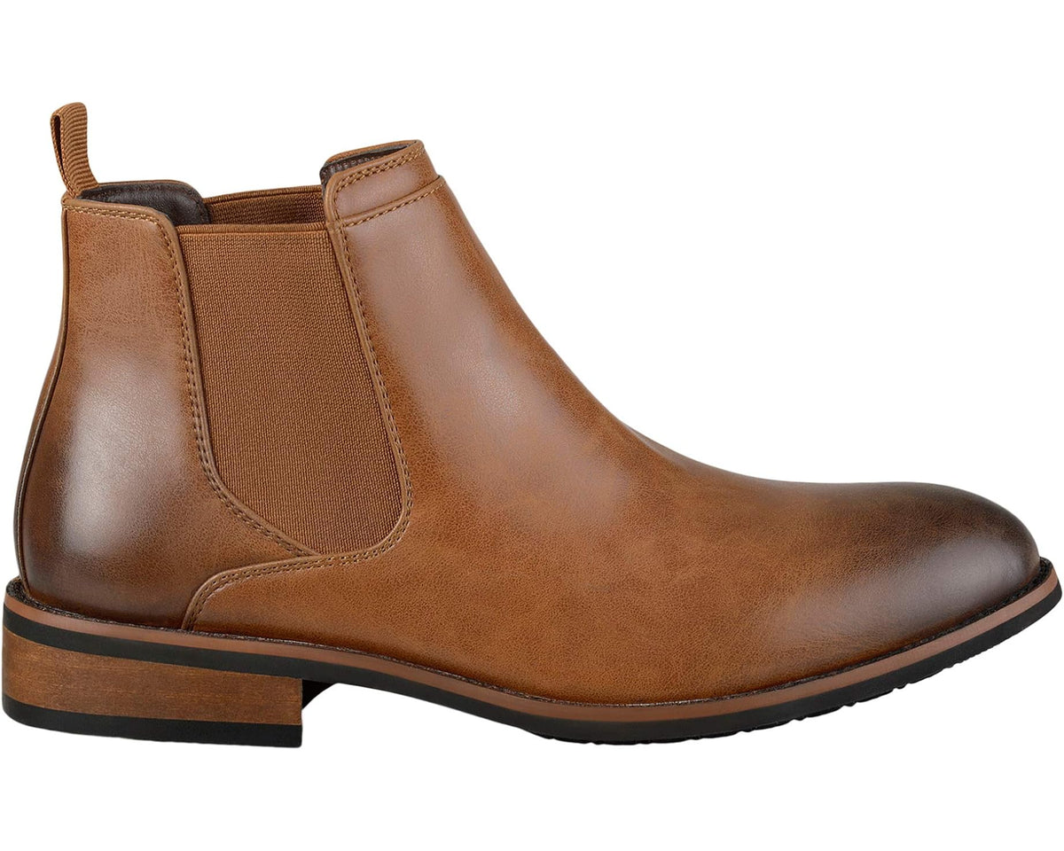 Men's Vance Co. Landon Chelsea Dress Boot Chestnut Faux Leather