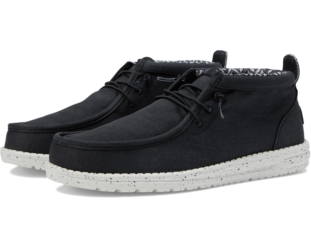 Men's Hey Dude Wally Mid Canvas Black/White