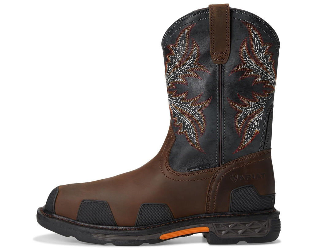 Men's Ariat OverDrive Wide Square Toe Composite Toe Work Boots Brown/Rough Stone