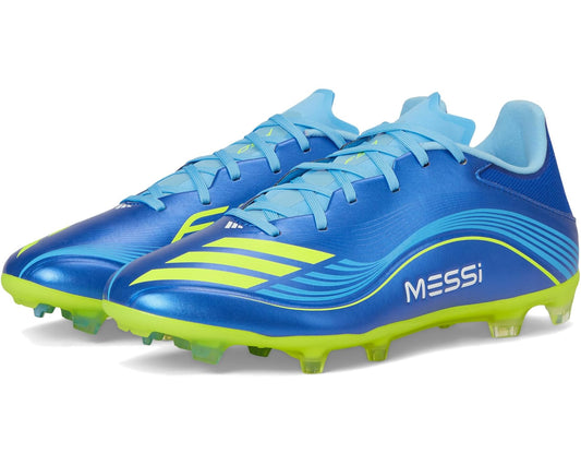 Unisex adidas F50 Messi League Firm/Multi Ground Soccer Cleats Team Royal Blue/Solar Yellow/Semi Blue Burst