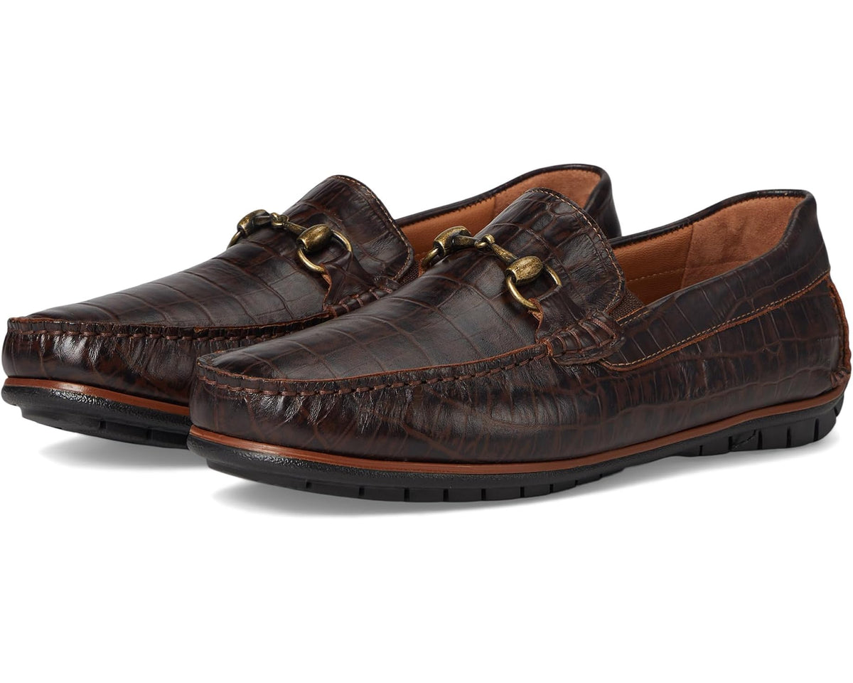 Men's Johnston & Murphy Cort 2.0 Bit Dark Brown Croc Embossed Full Grain
