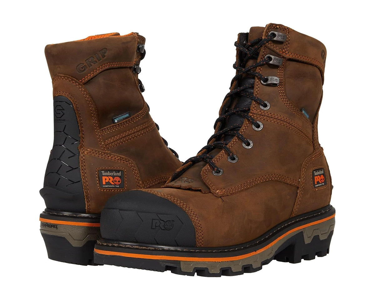 Men's Timberland PRO Boondock HD Logger 8 Composite Safety Toe Insulated Waterproof Mocha Brown
