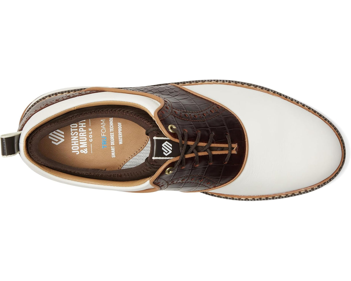 Men's Johnston & Murphy Upton GL4 Luxe Hybrid White/Brown Croc Embossed Waterproof Full Grain
