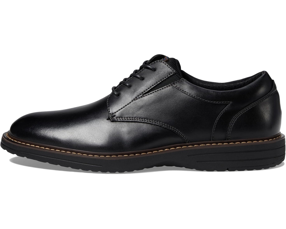 Men's Nunn Bush Griff Plain Toe Oxford Lightweight and Comfortable for All Occasions Leather Lace Up Black