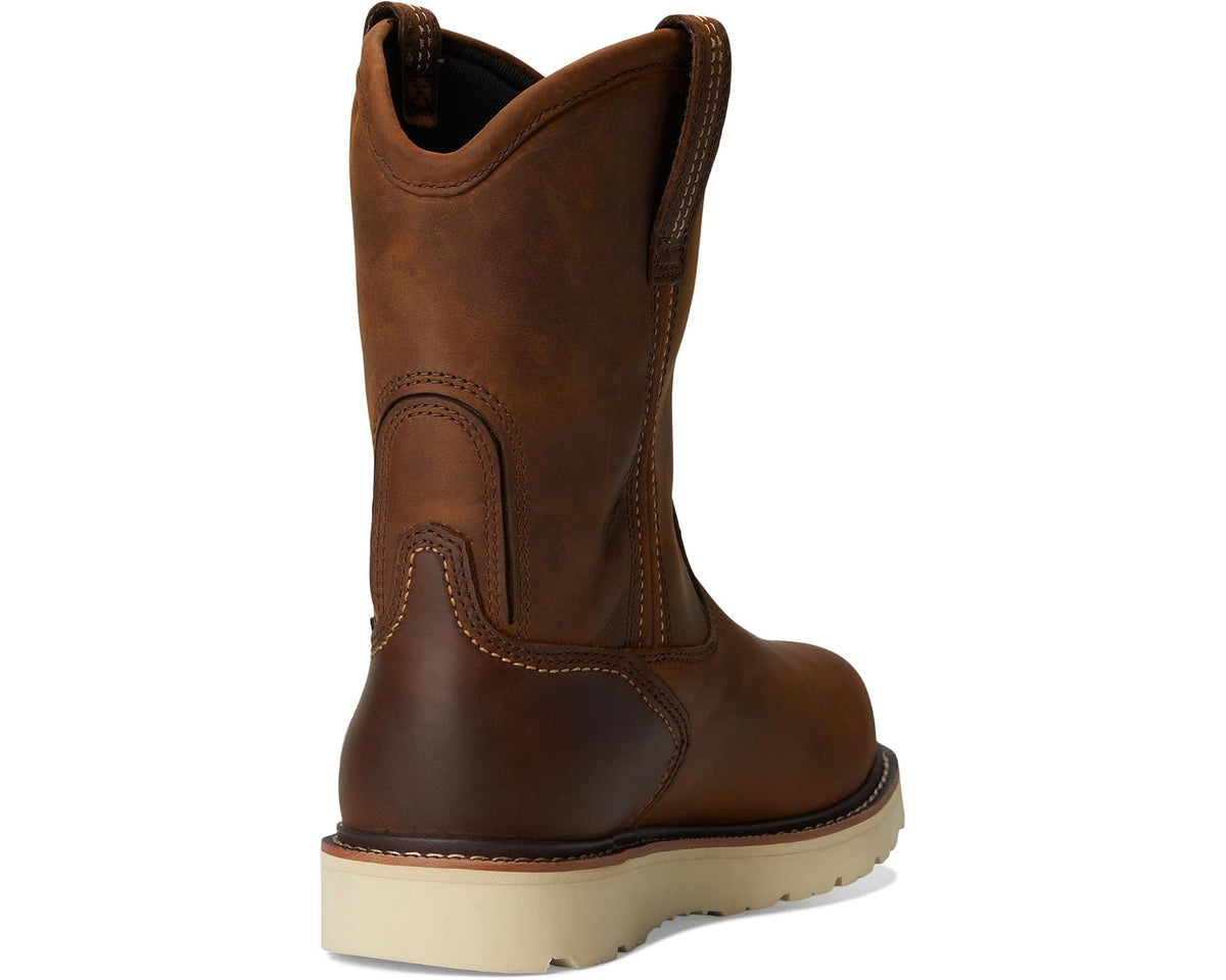 Men's Ariat Rebar Wedge Pull-On Waterproof Work Boots Distressed Brown
