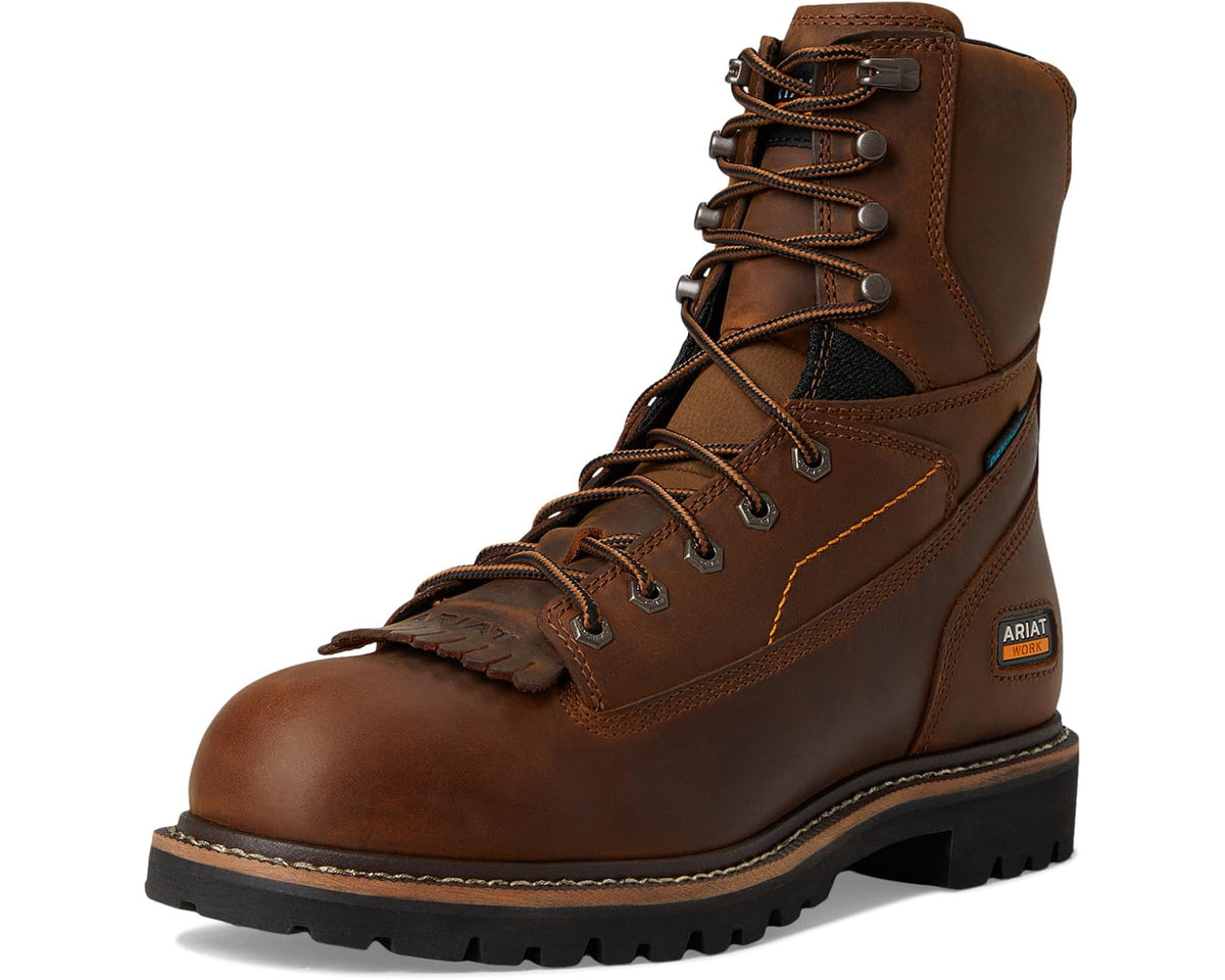 Men's Ariat Longview Shock Shield 8 Waterproof Work Boots Copper Brown