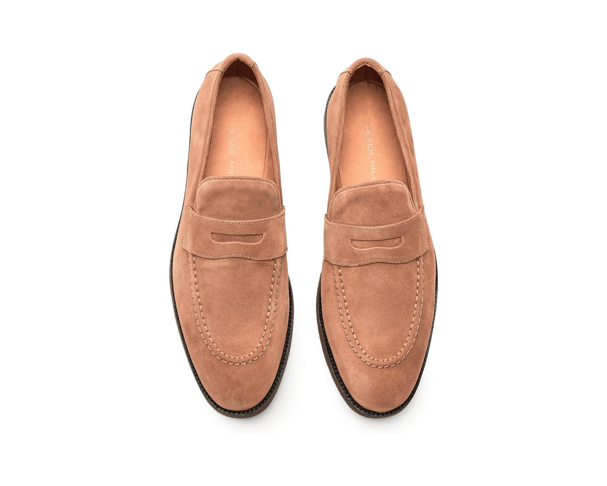 Men's Peter Millar Madison Suede Penny Loafer Dark Jute