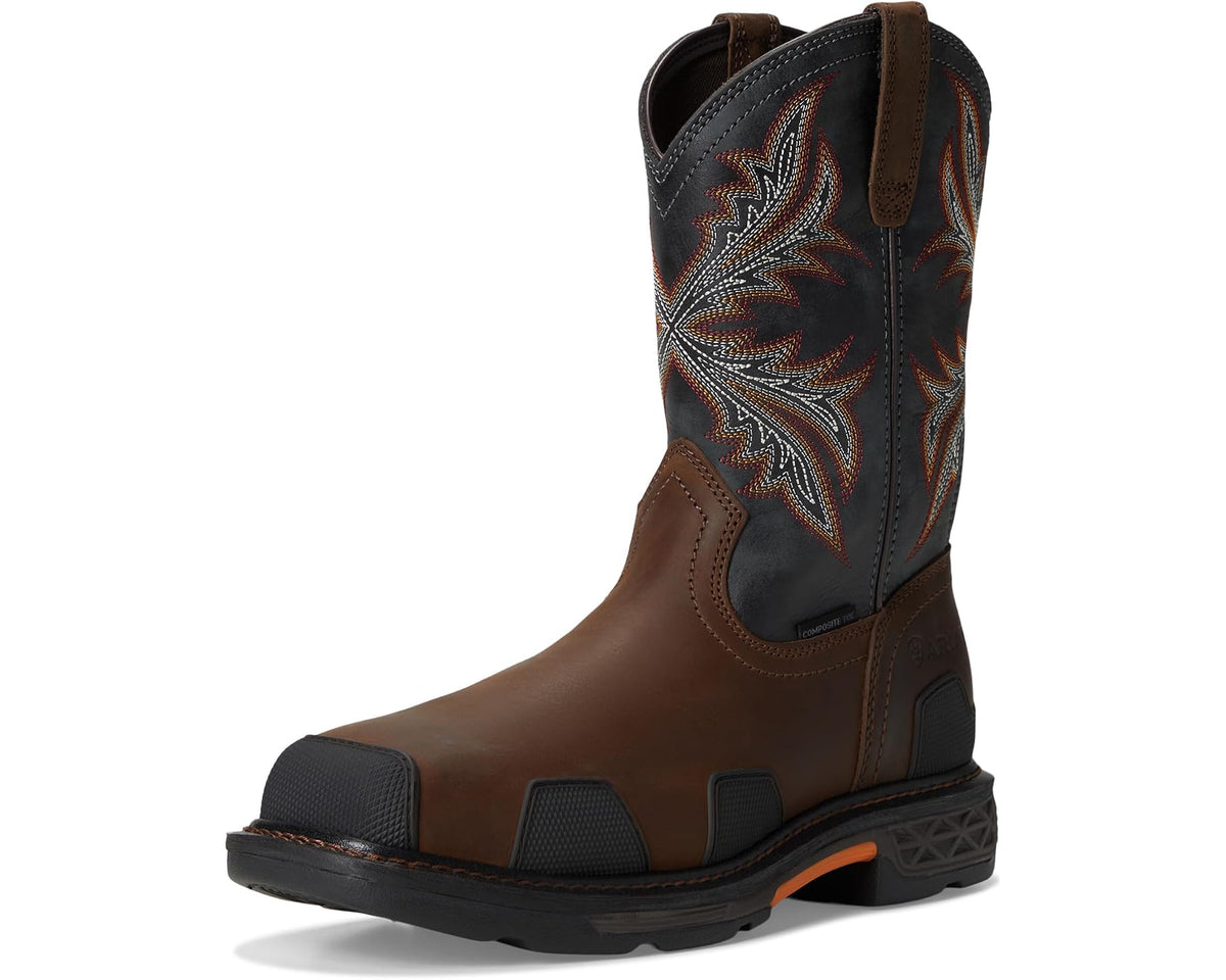 Men's Ariat OverDrive Wide Square Toe Composite Toe Work Boots Brown/Rough Stone