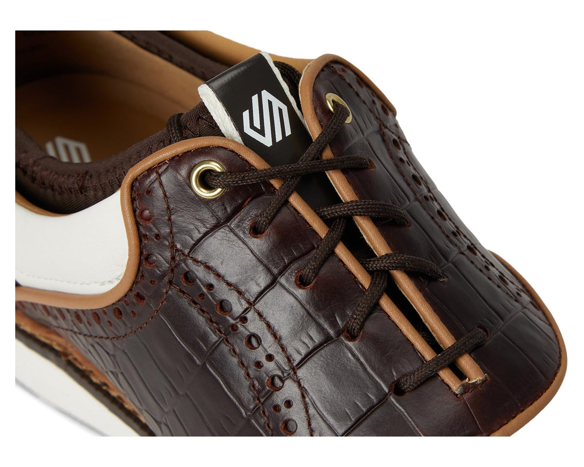 Men's Johnston & Murphy Upton GL4 Luxe Hybrid White/Brown Croc Embossed Waterproof Full Grain