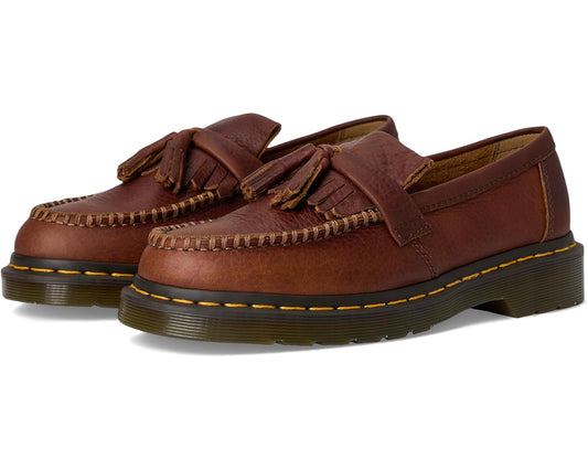 Unisex Dr. Martens Adrian Yellow Stitch Leather Loafers Cashew