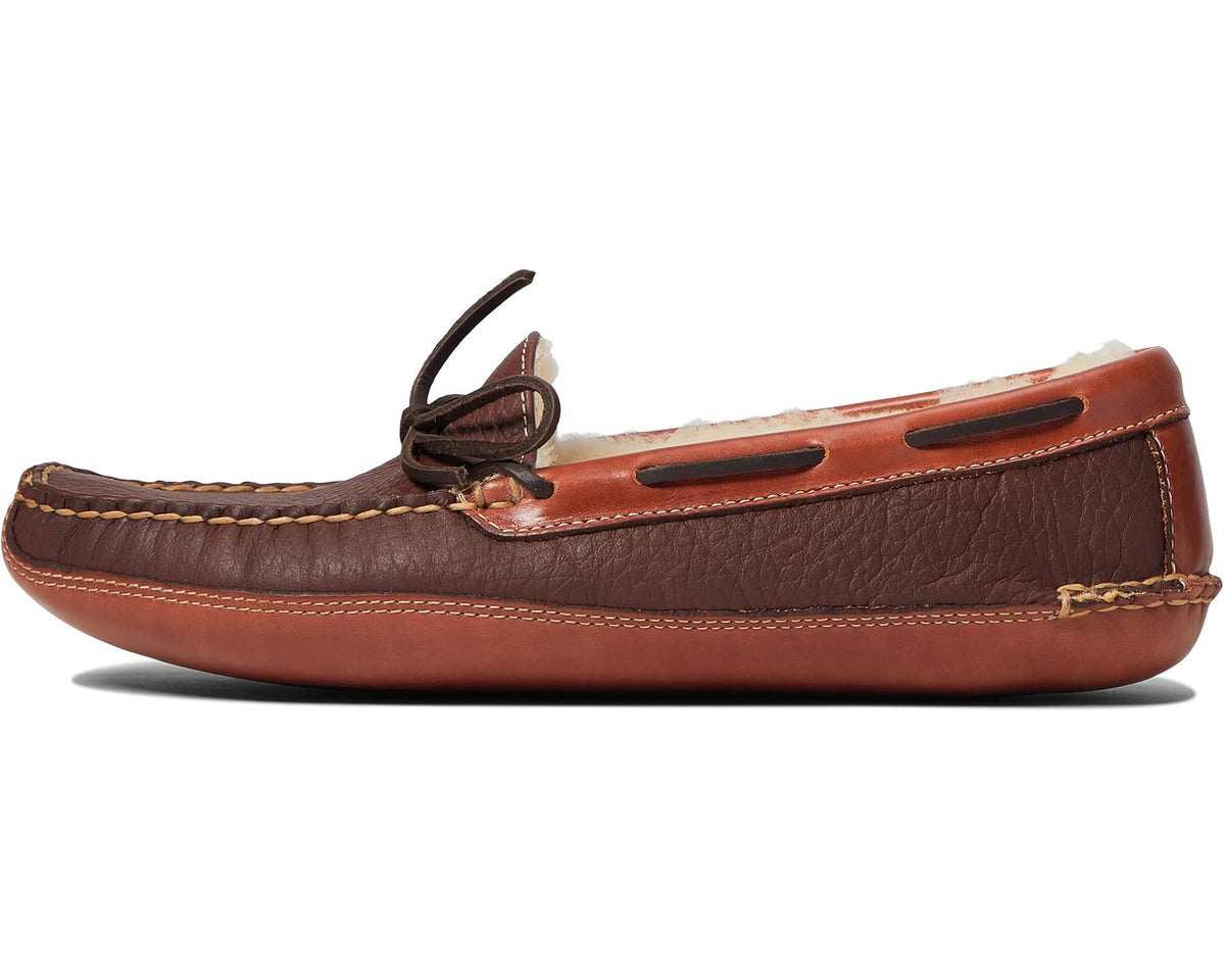 Men's L.L.Bean Bison Double Sole Slipper Shearling Lined Raisin