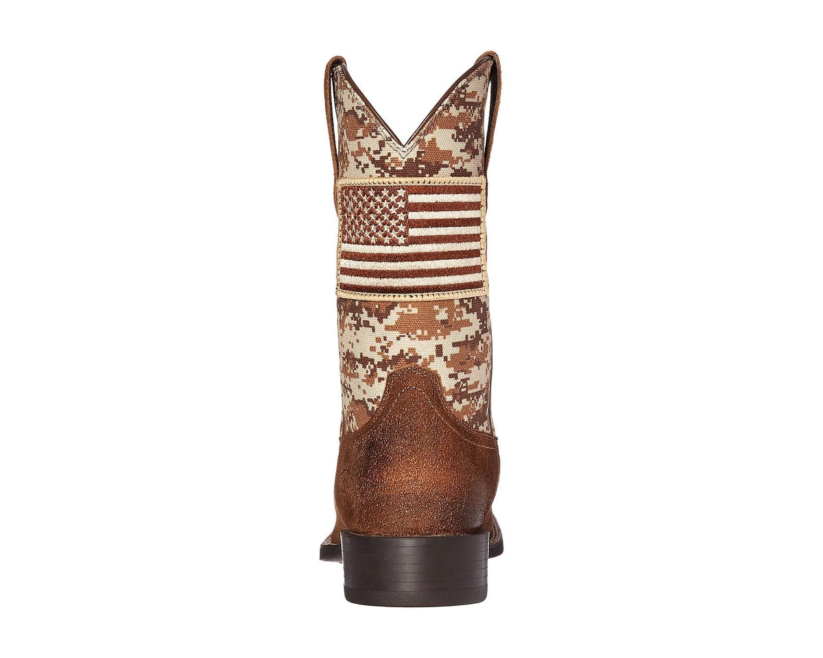 Men's Ariat Sport Patriot Antique Mocha Suede/Sand Camo Print