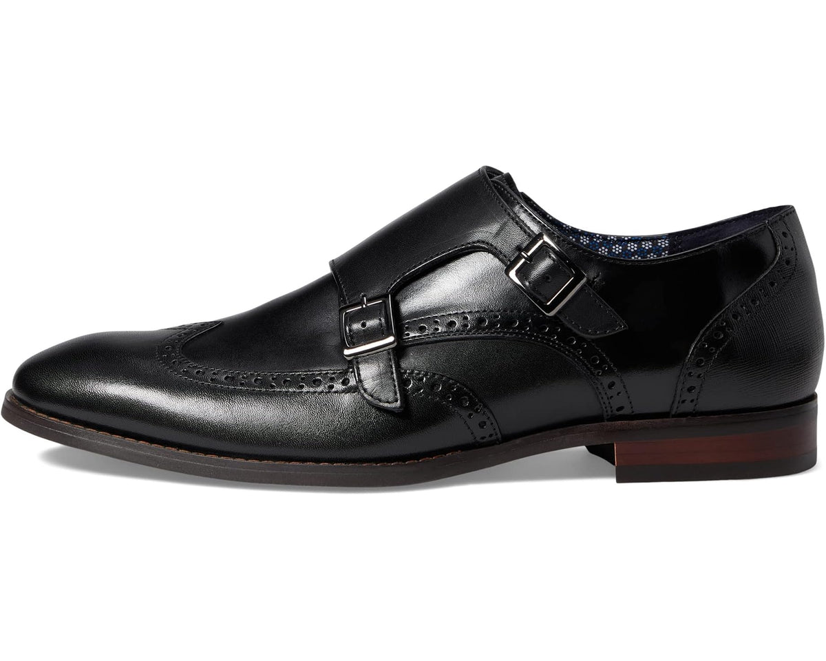 Men's Stacy Adams Karson Wing Tip Double Monk Strap Black