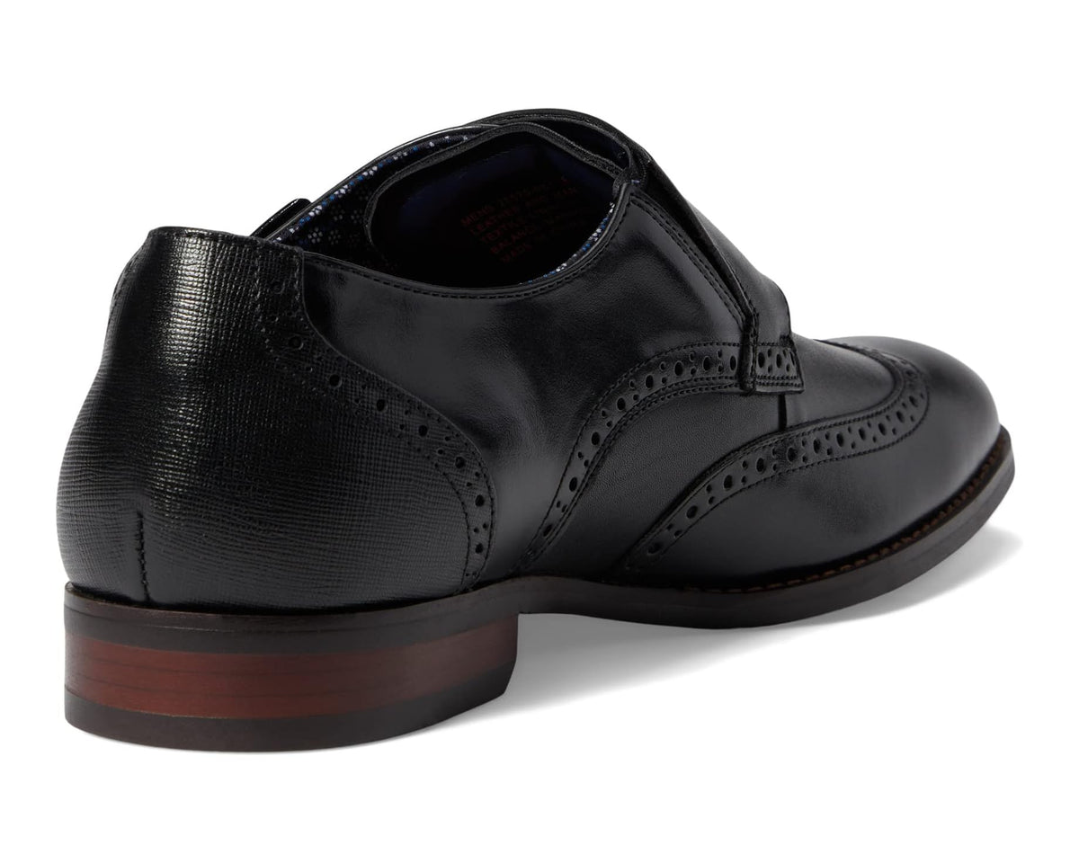 Men's Stacy Adams Karson Wing Tip Double Monk Strap Black