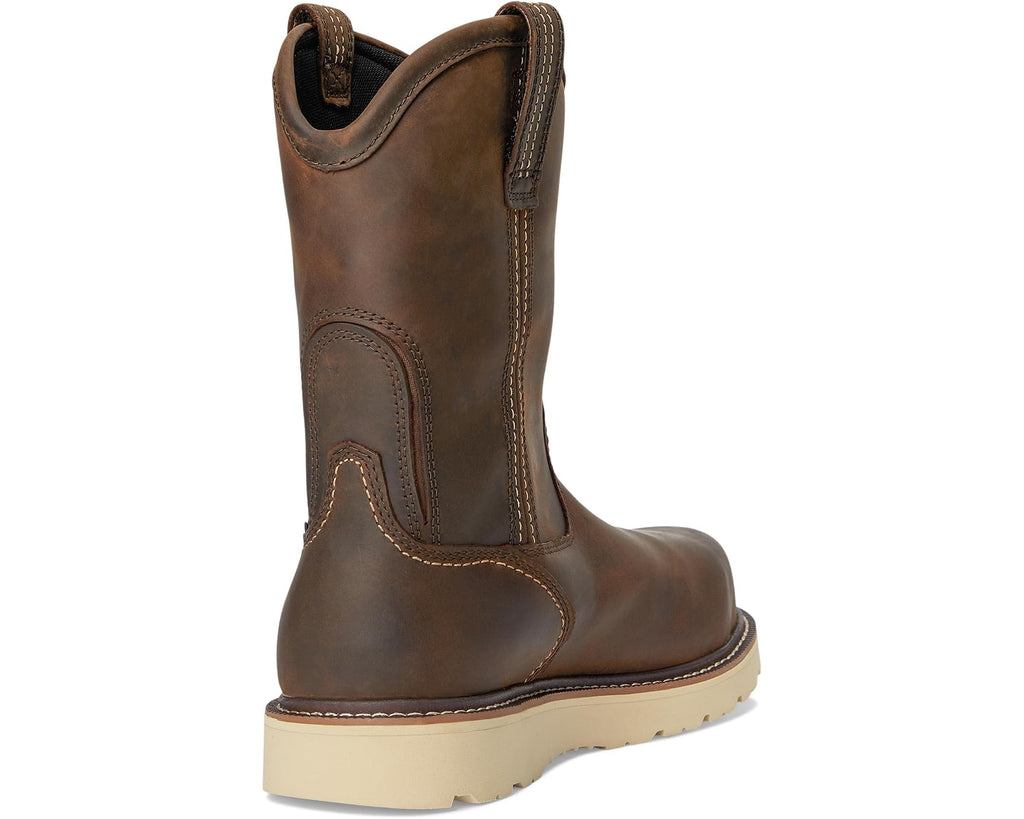 Men's Ariat Rebar Wedge Pull-On Waterproof Composite Toe Work Boots Distressed Brown