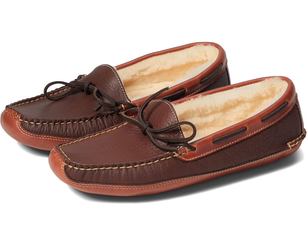 Men's L.L.Bean Bison Double Sole Slipper Shearling Lined Raisin