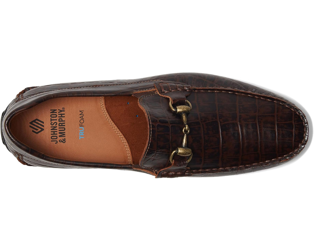 Men's Johnston & Murphy Cort 2.0 Bit Dark Brown Croc Embossed Full Grain
