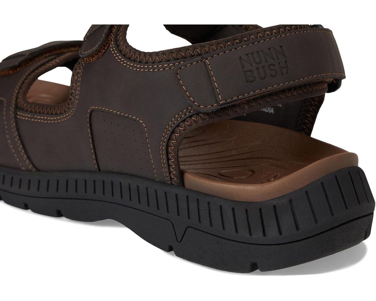 Men's Nunn Bush Laguna 3 Strap River Sandal Lightweight Adjustable and Comfortable Brown