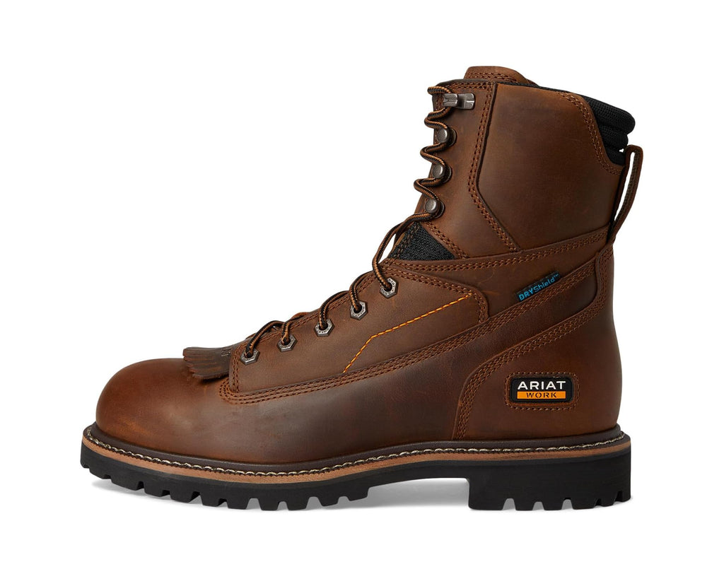 Men's Ariat Longview Shock Shield 8 Waterproof Work Boots Copper Brown