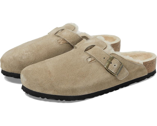 Women's Birkenstock Boston Shearling - Suede (Unisex) Taupe