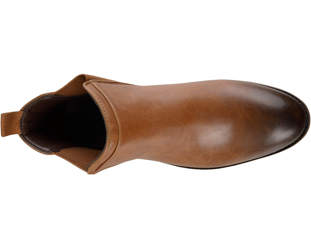 Men's Vance Co. Landon Chelsea Dress Boot Chestnut Faux Leather