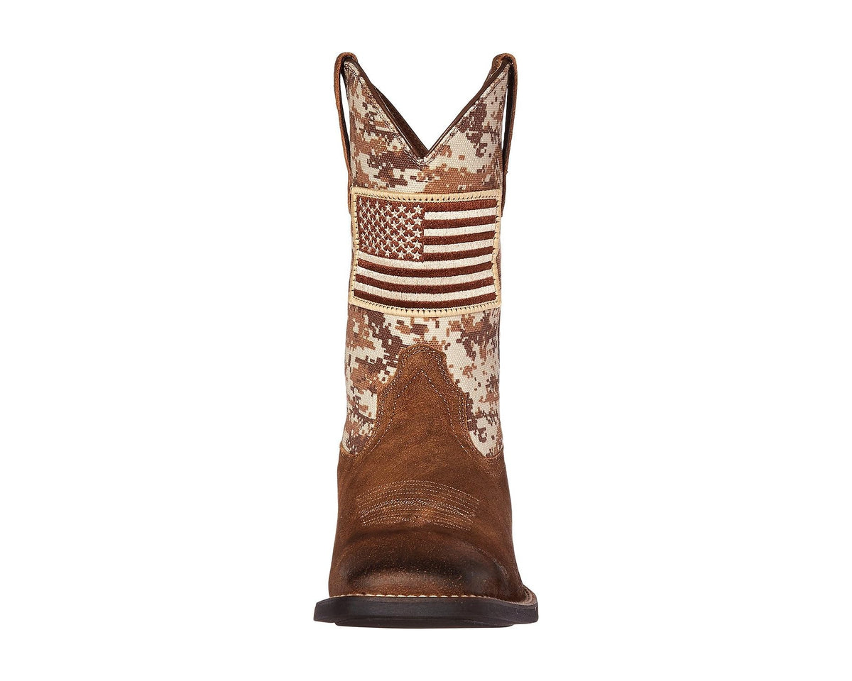 Men's Ariat Sport Patriot Antique Mocha Suede/Sand Camo Print