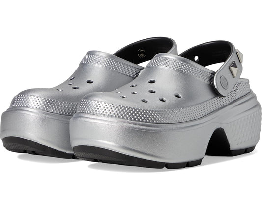 Unisex Crocs Stomp Clogs Silver