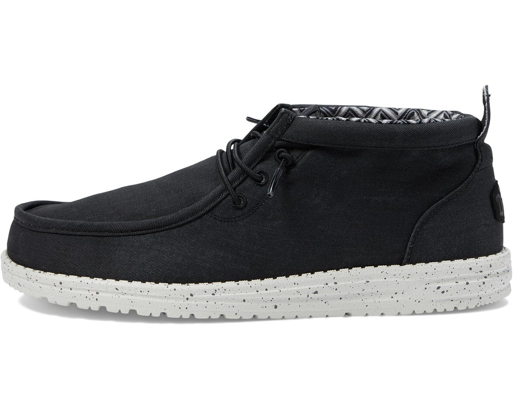 Men's Hey Dude Wally Mid Canvas Black/White