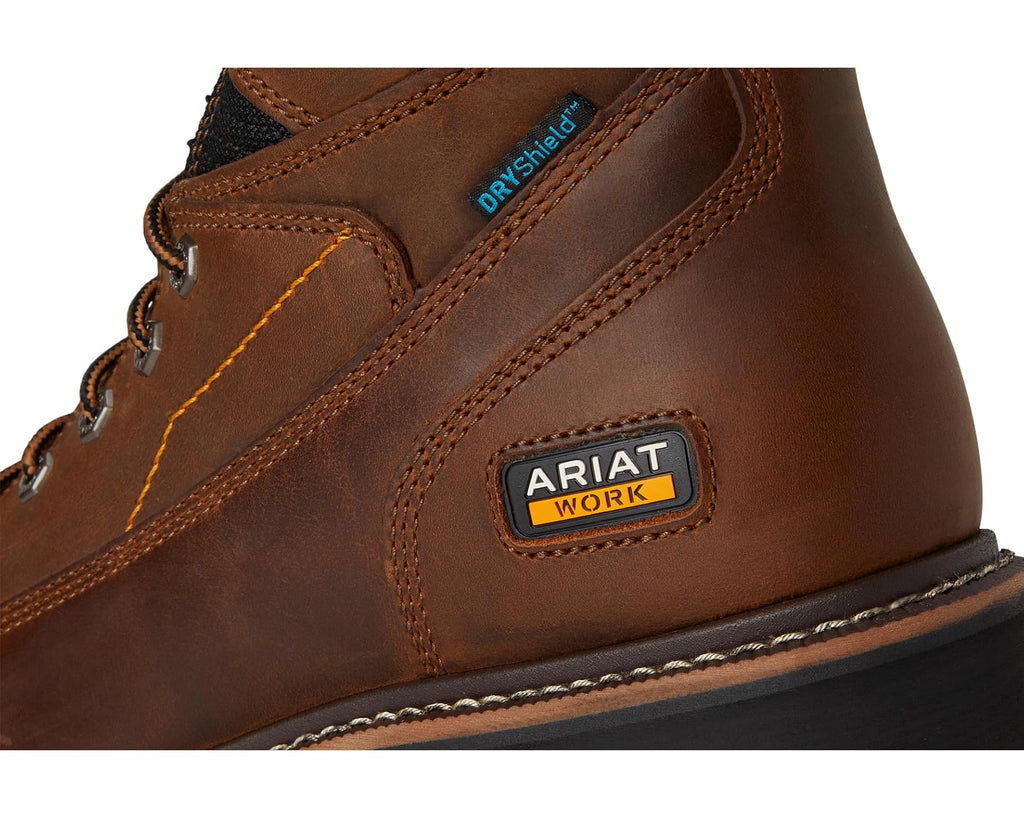 Men's Ariat Longview Shock Shield 8 Waterproof Work Boots Copper Brown