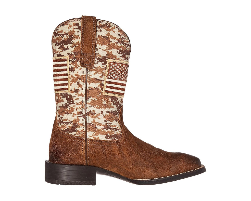 Men's Ariat Sport Patriot Antique Mocha Suede/Sand Camo Print