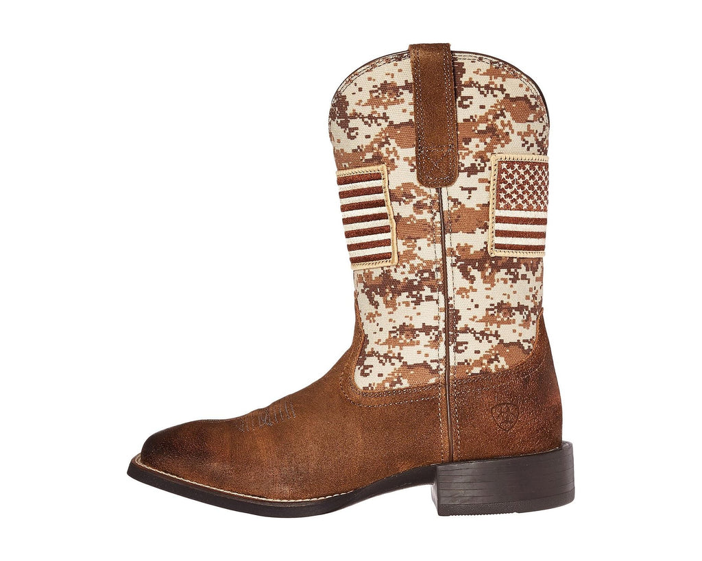 Men's Ariat Sport Patriot Antique Mocha Suede/Sand Camo Print