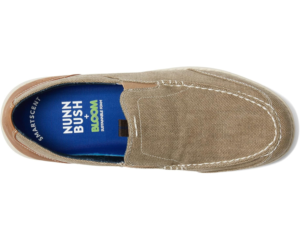 Men's Nunn Bush Brewski Canvas Moccasin Toe Venetian Slip-On Stone