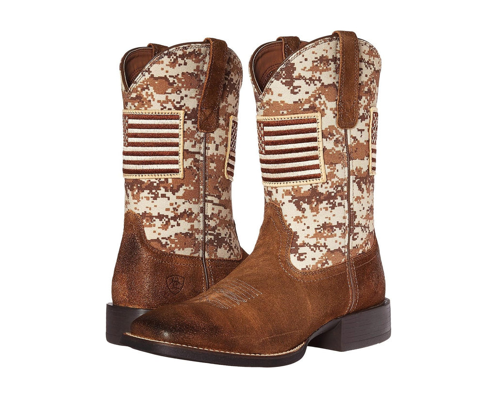 Men's Ariat Sport Patriot Antique Mocha Suede/Sand Camo Print